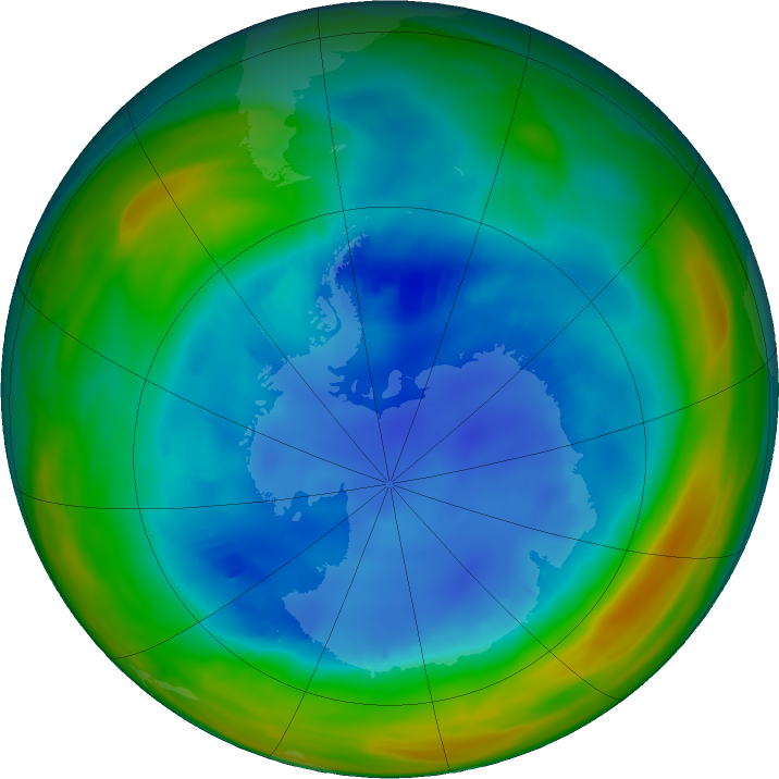 Antarctic ozone map for 16 August 2018